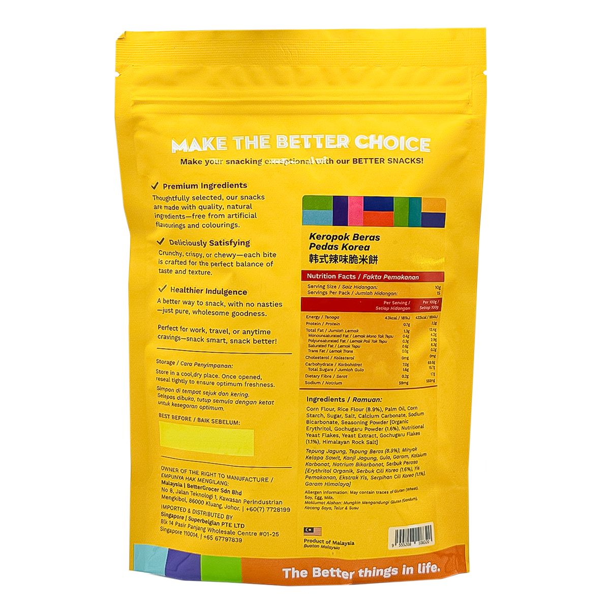 Better Gourmet Better Snacks Korean Spicy Rice Crisps 150g