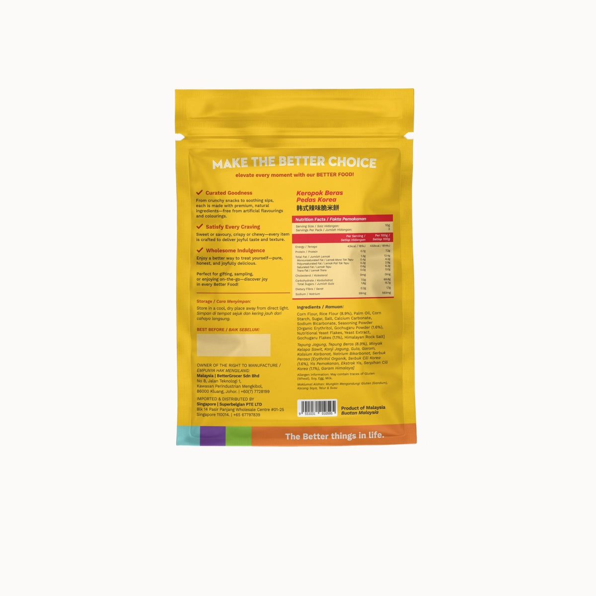 Better Gourmet Korean Spicy Rice Crisps 30g