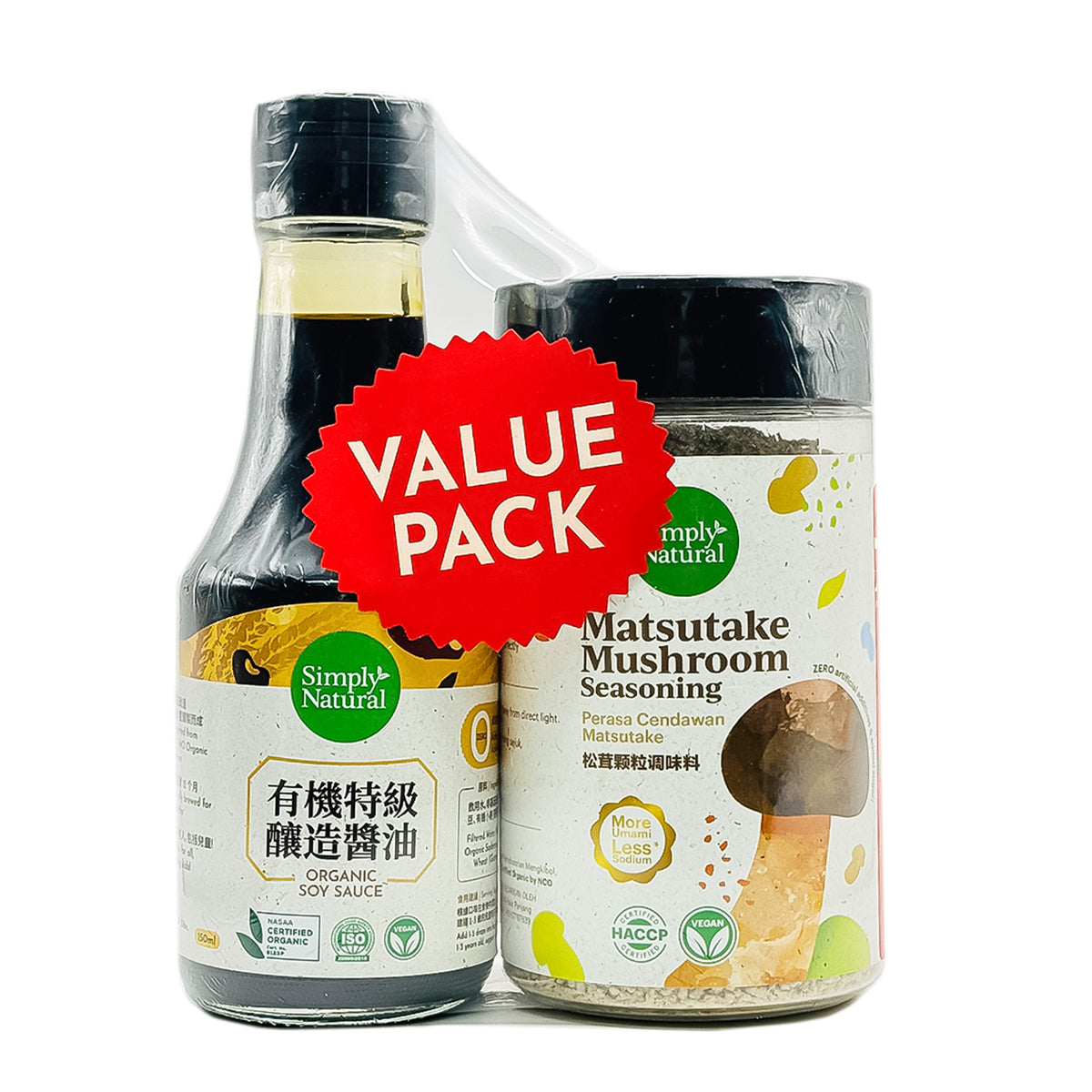 Simply Natural Matsutake Mushroom Seasoning + Organic Soy Sauce 150ml Set