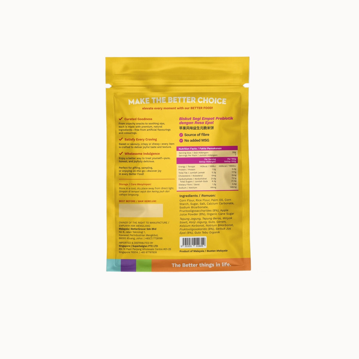 Better Gourmet Prebiotics Square Cracker w Apple Powder EA 30g