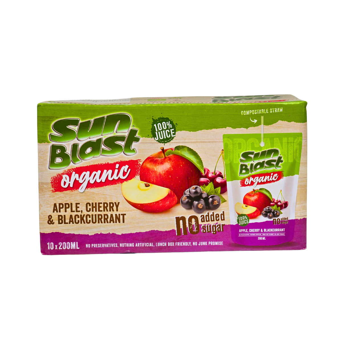 Sun Blast Organic Apple Cherry & Blackcurrant Juice 10 pcs