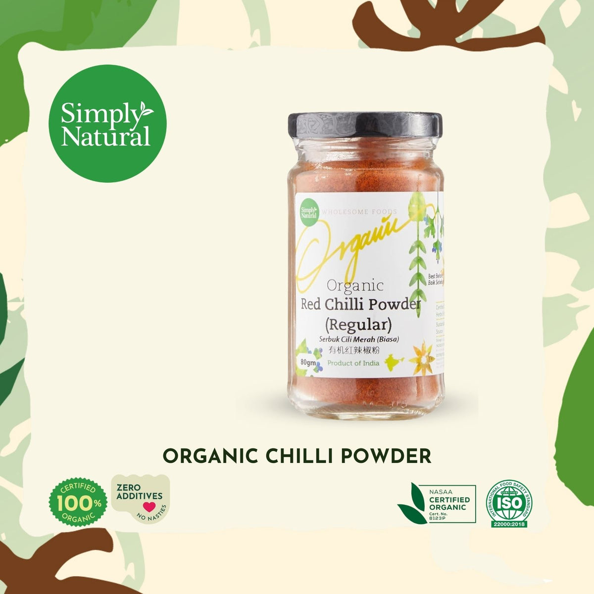 Simply Natural Red Organic Chilli Powder 80g