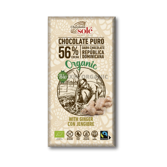 Solé Organic Dark Chocolate 56% Ginger 100g