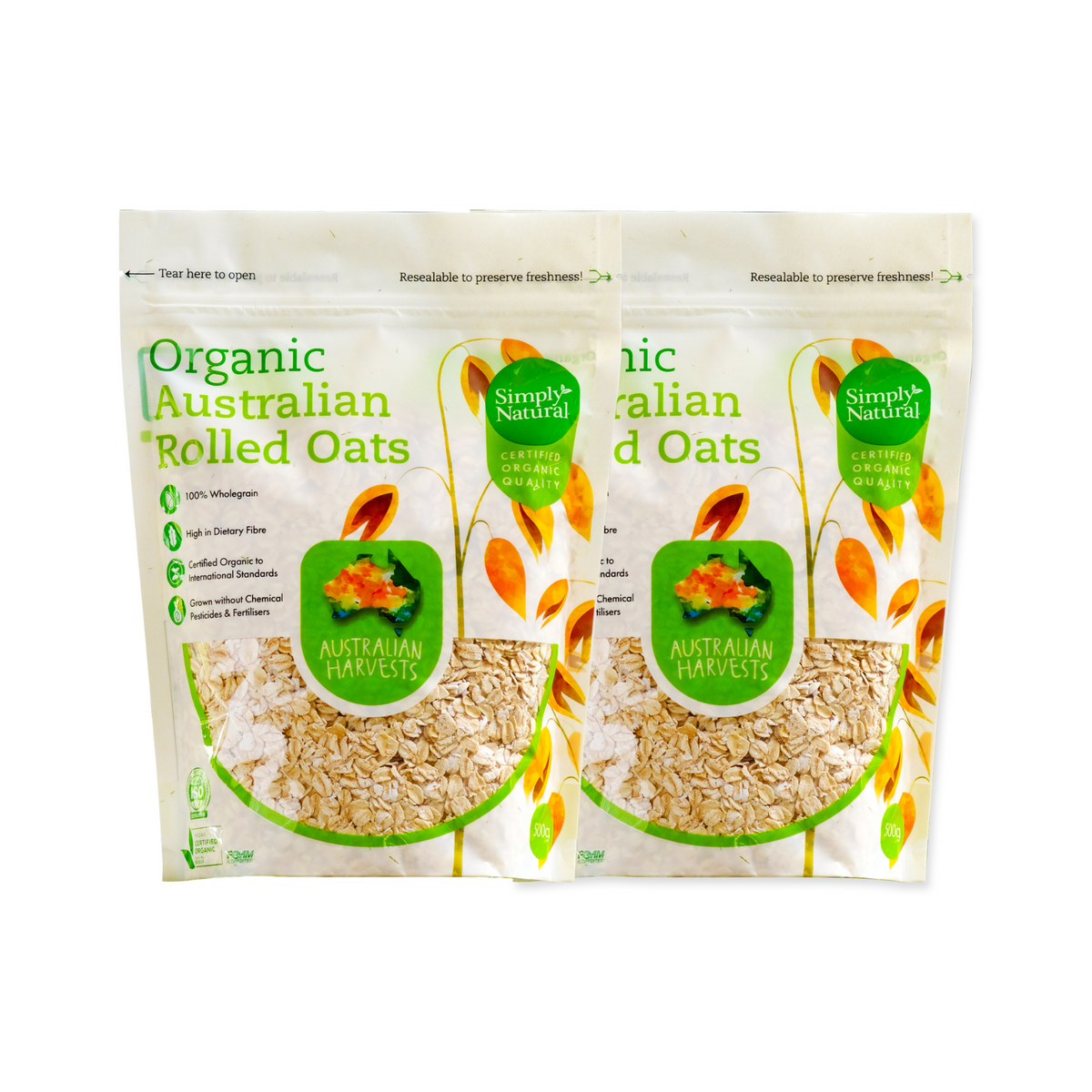 Organic Australian Rolled Oats Value Pack (500g x 2)