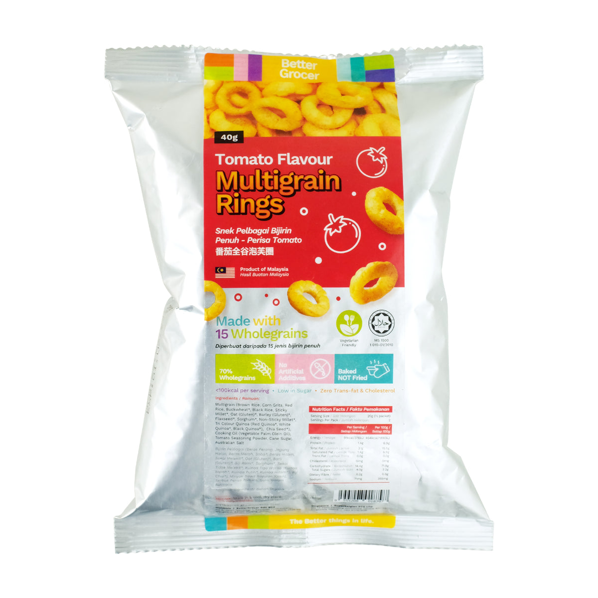 Better Grocer Multigrain Rings - Tomato Flavour 40g