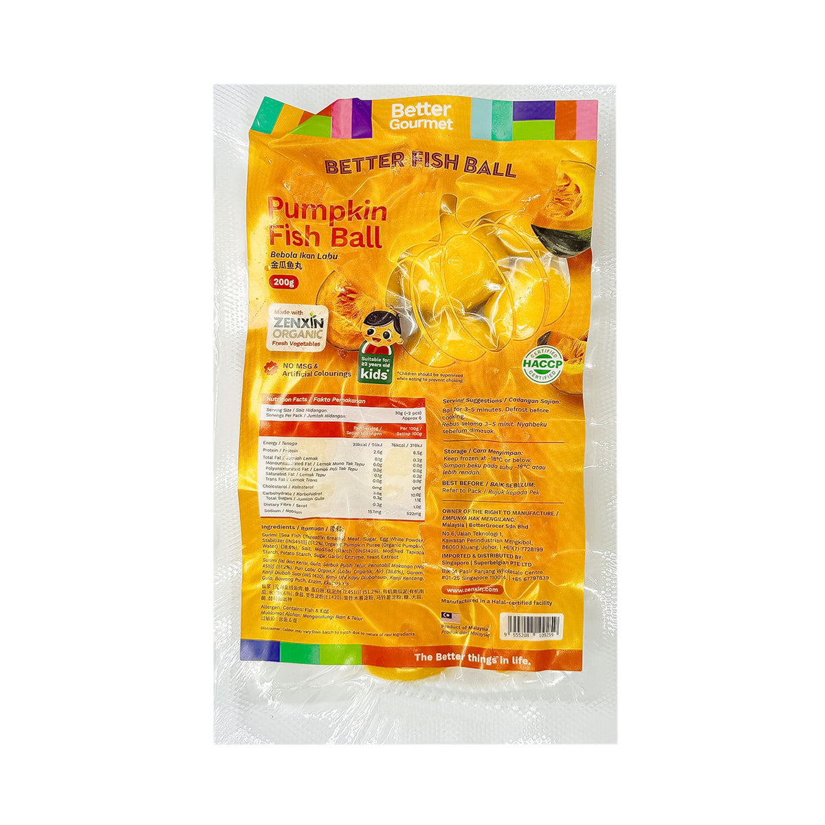 [FROZEN] Better Gourmet Better Pumpkin Fish Ball EA 200g