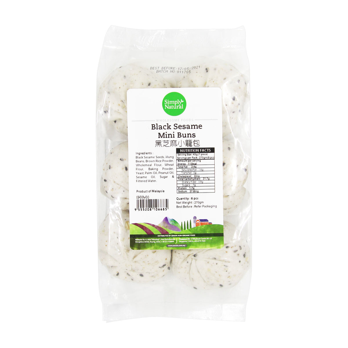 [FROZEN] Simply Natural Black Sesame Mini Bun 270g Malaysia
