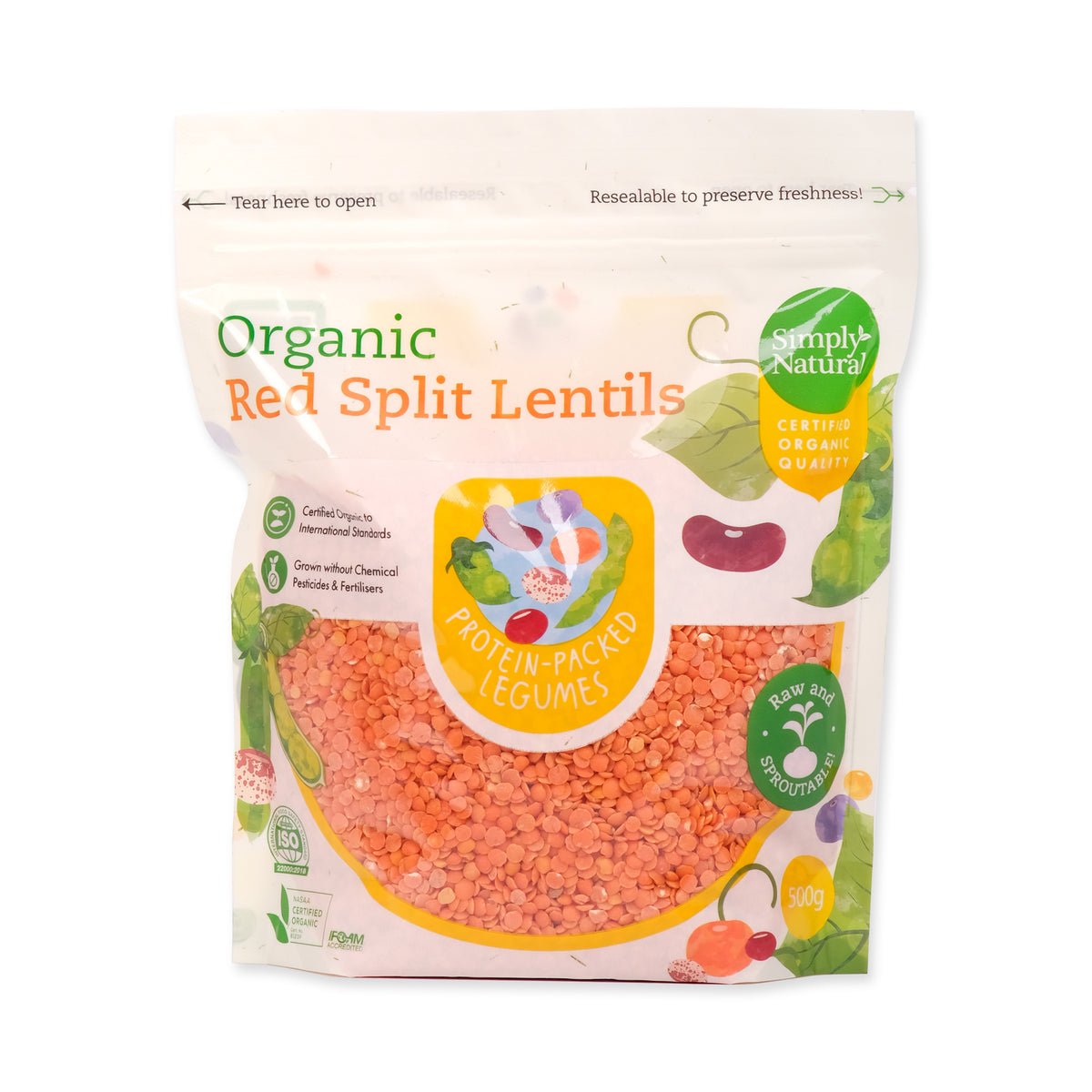 Simply Natural Organic Red Split Lentils 500g Italy