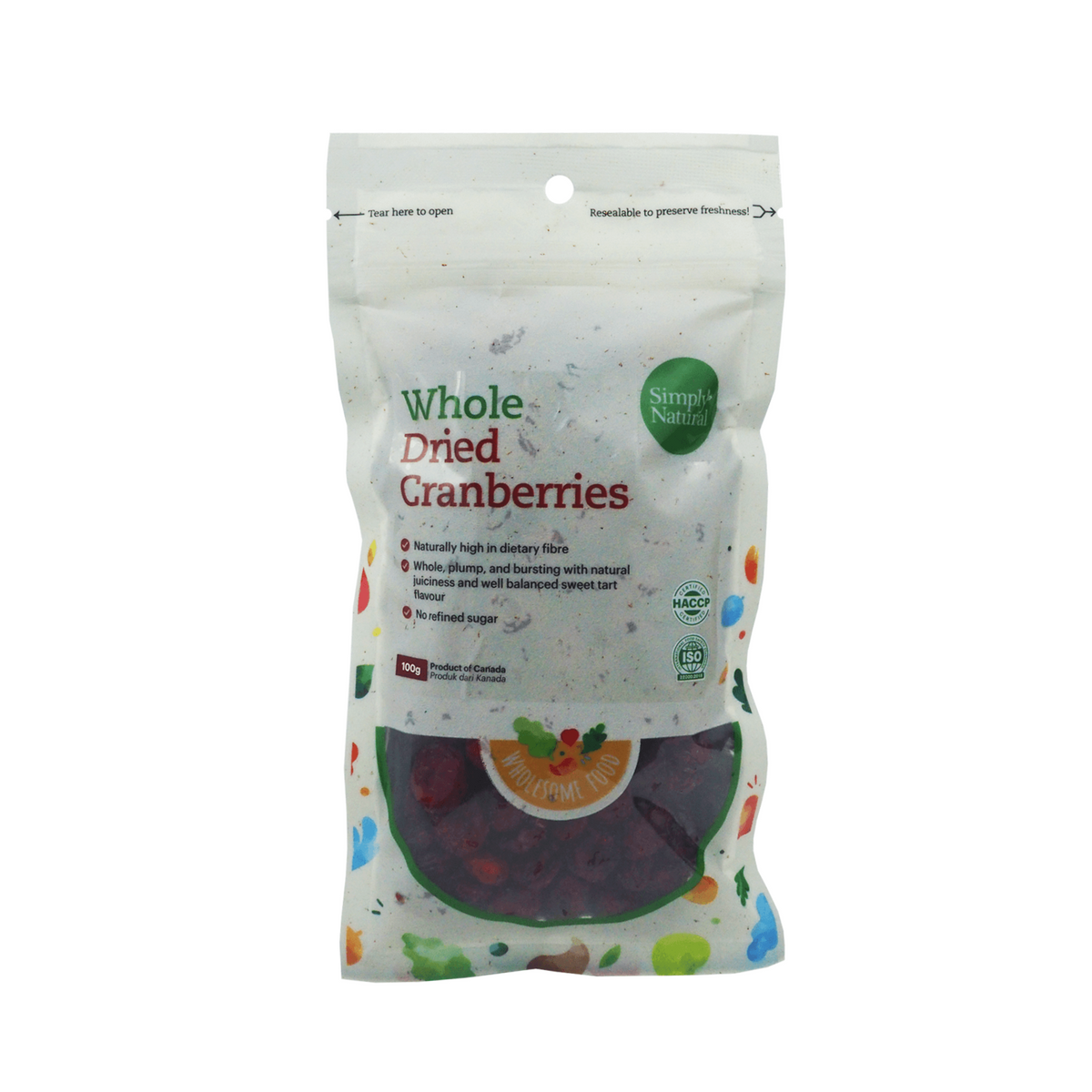Simply Natural Whole Dried Cranberries 100g