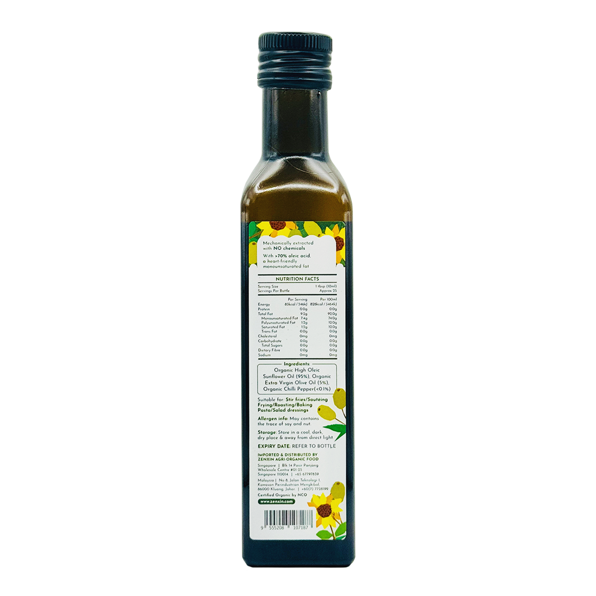 Simply Natural Cold Pressed Organic High Oleic Sunflower & Olive Oli 250ml Italy