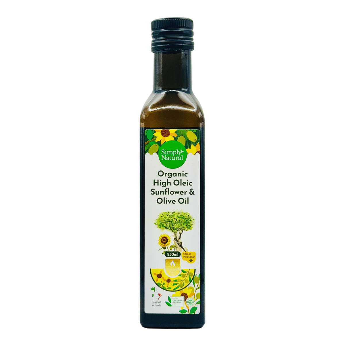 Simply Natural Cold Pressed Organic High Oleic Sunflower & Olive Oli 250ml Italy