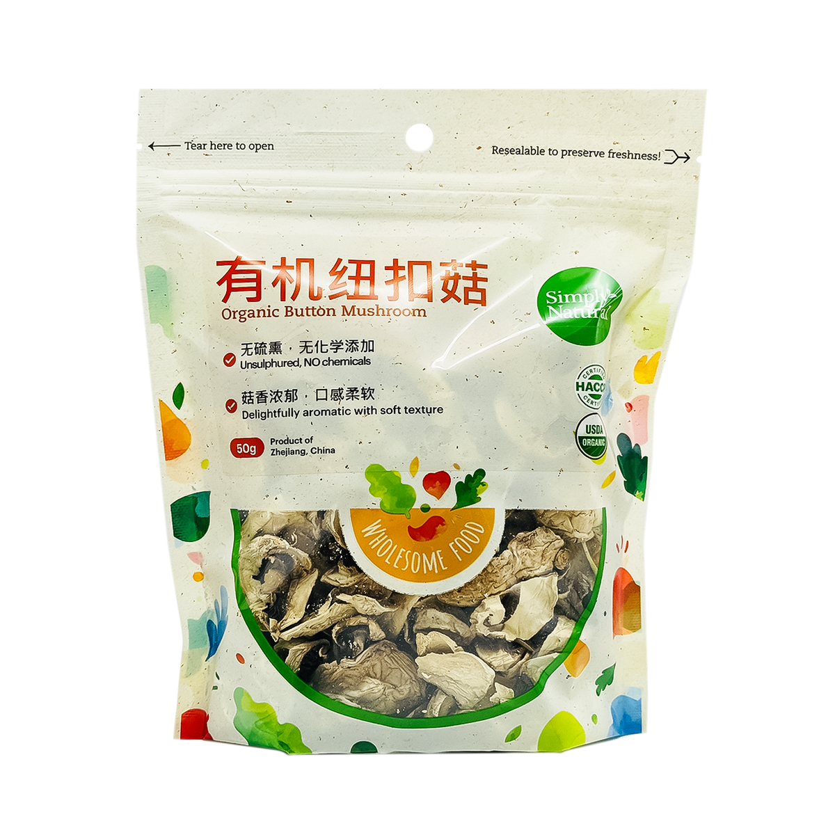 Simply Natural Organic Button Mushroom 50g