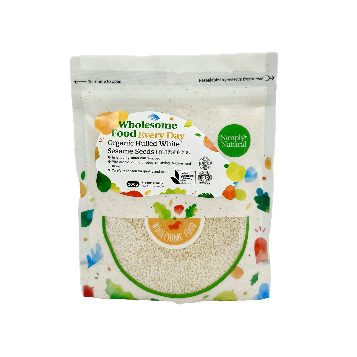 Simply Natural Organic Hulled White Sesame Seeds 200g