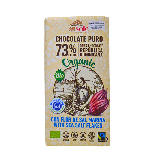 Organic Sole Chocolate Puro 73% Sea Salt Flakes