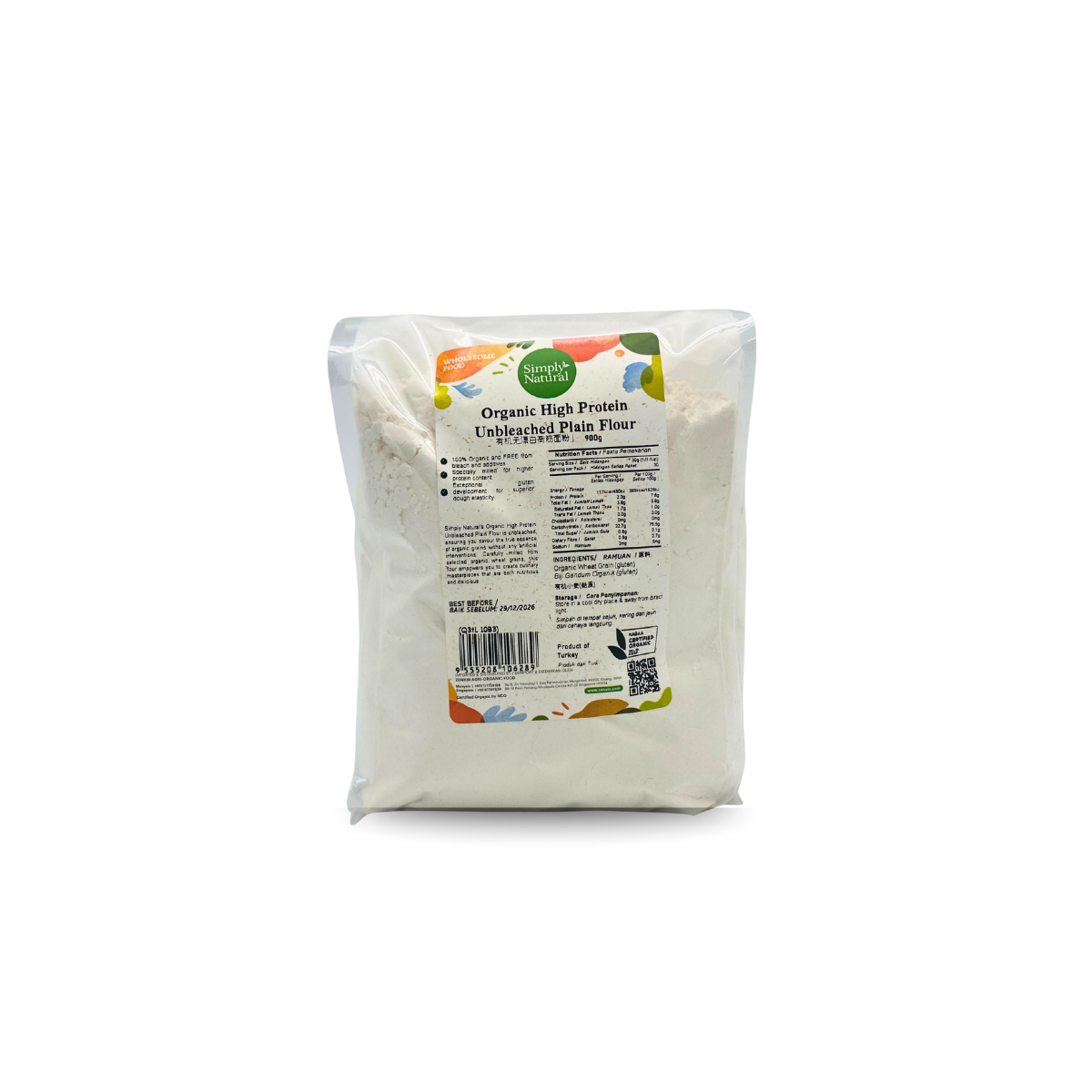 Simply Natural Organic High Protein Unbleached Plain Flour 900g
