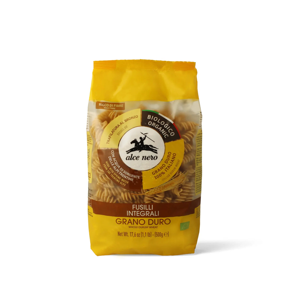 Alce Nero Organic High Fibre Fusilli Integrali